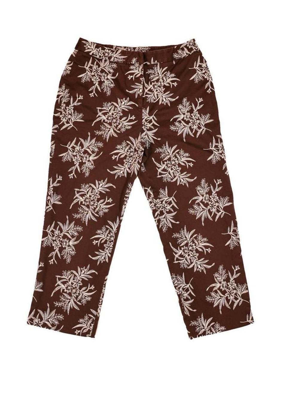 Vintage Jones New York Signature Brown Floral Capri Pants Women’s Size 10